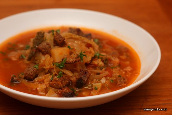 Cabbage Soup with Sauerkraut and White Beans